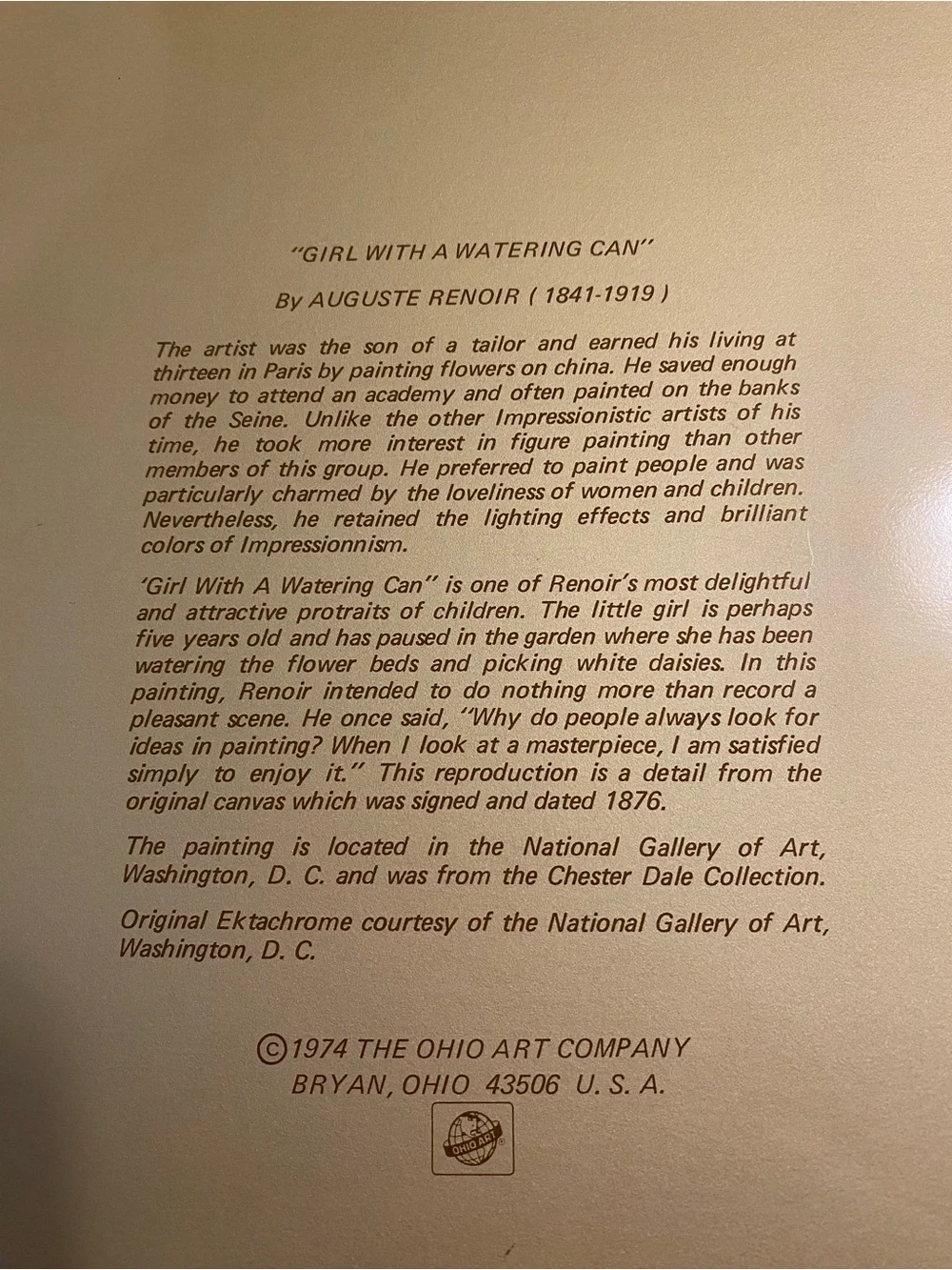 🌸 Ohio Art Co. 1974. Vintage oval tin Wall Art